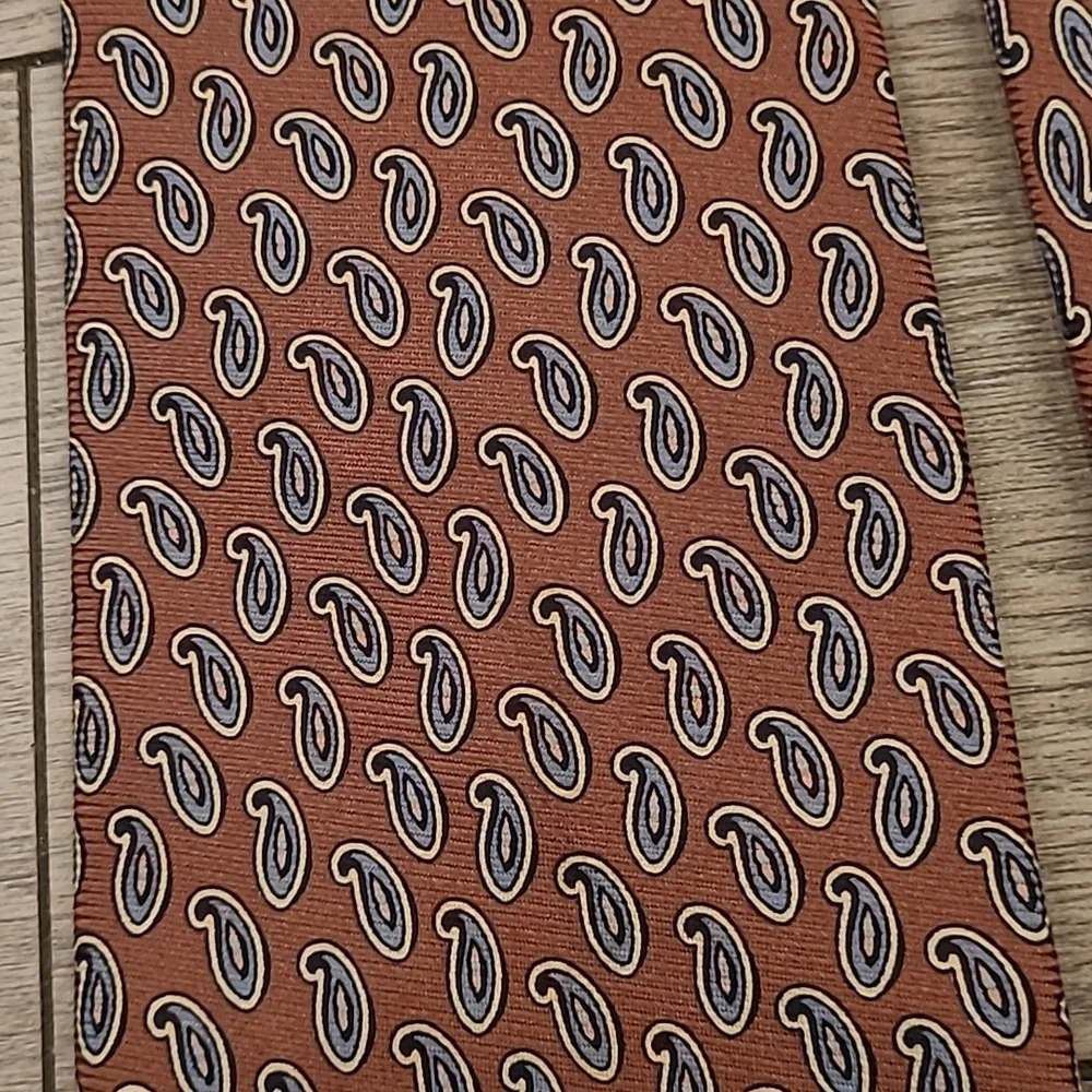 POLO RAPH LAUREN Brown‎ Paisley USA Hand Made Mens Silk Tie VTG
